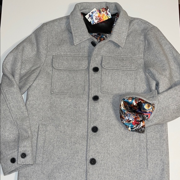 Robert Graham Stone Wool Blend Jacket Mens M Button Up Light Gray NWT $298
